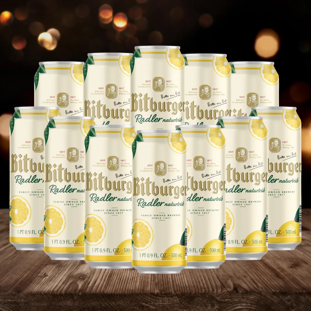 Bitburger Low Alcohol German Radler 500ml Cans (multipack) - 2.5% ABV