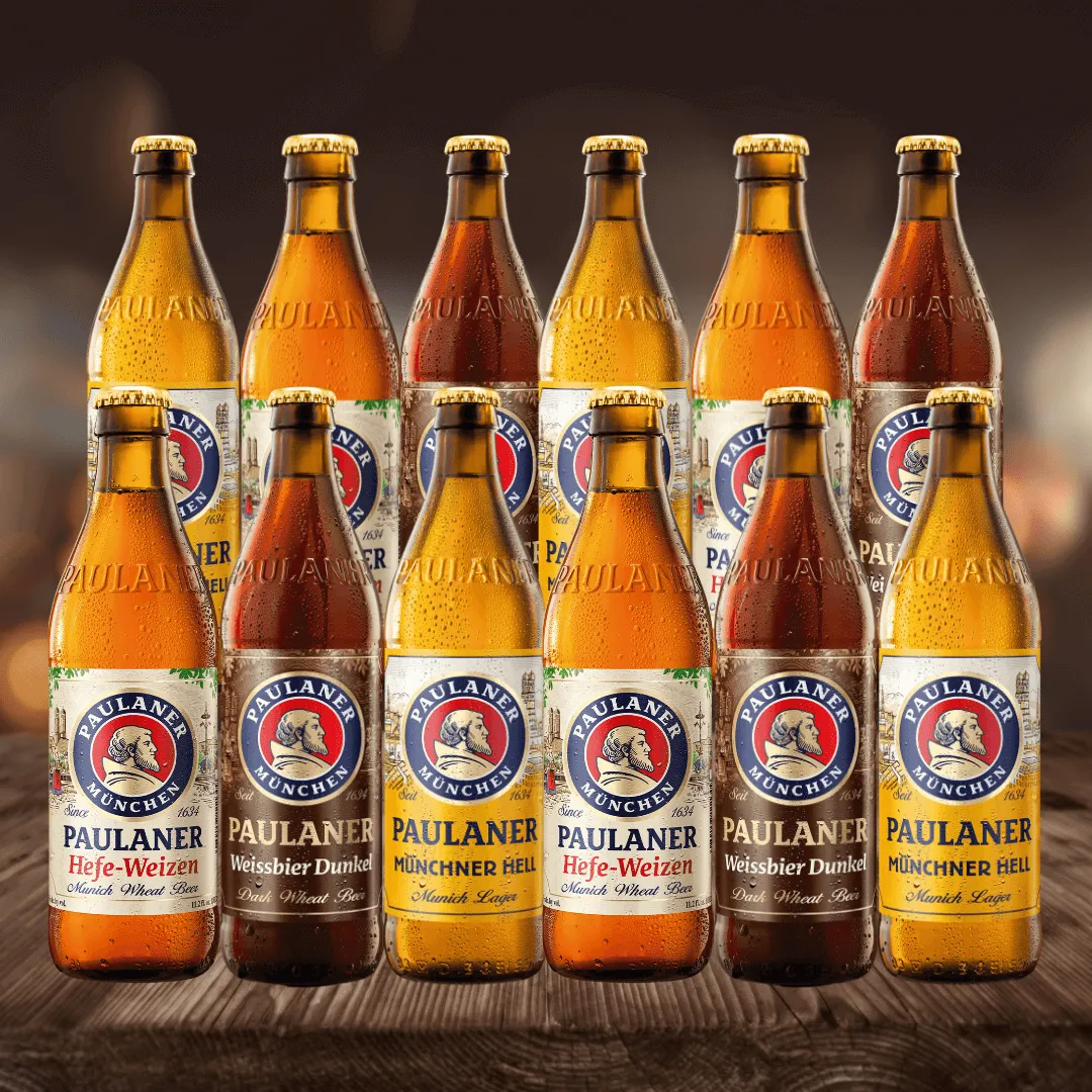 Paulaner Mixed Beer Case of German Dunkel, Hells & Wheat Beer Pack 500ml Bottles (12 Pack)