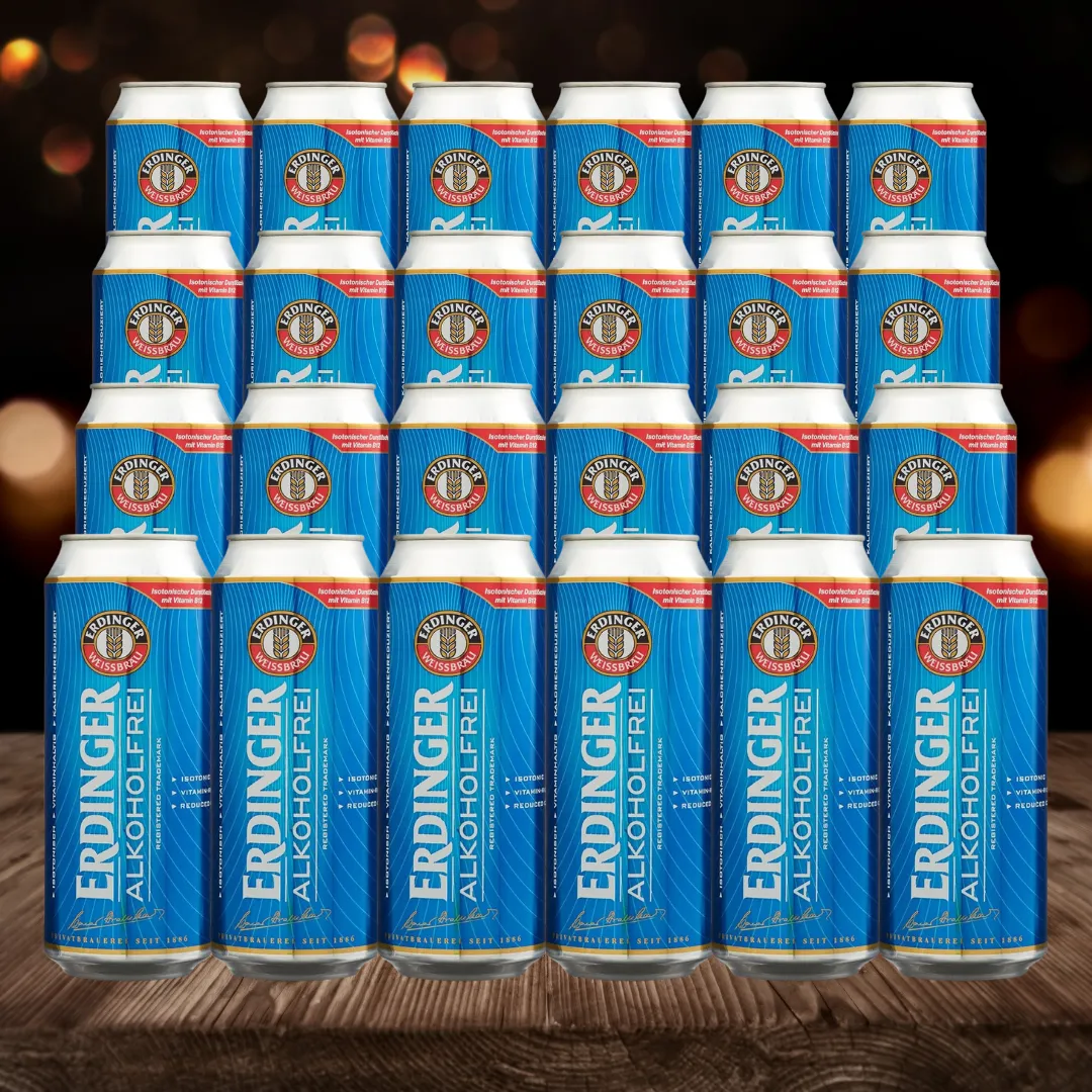 Erdinger Alkoholfrei German Alcohol Free Wheat Beer 500ml Cans - 0.5% ABV (24 Pack)