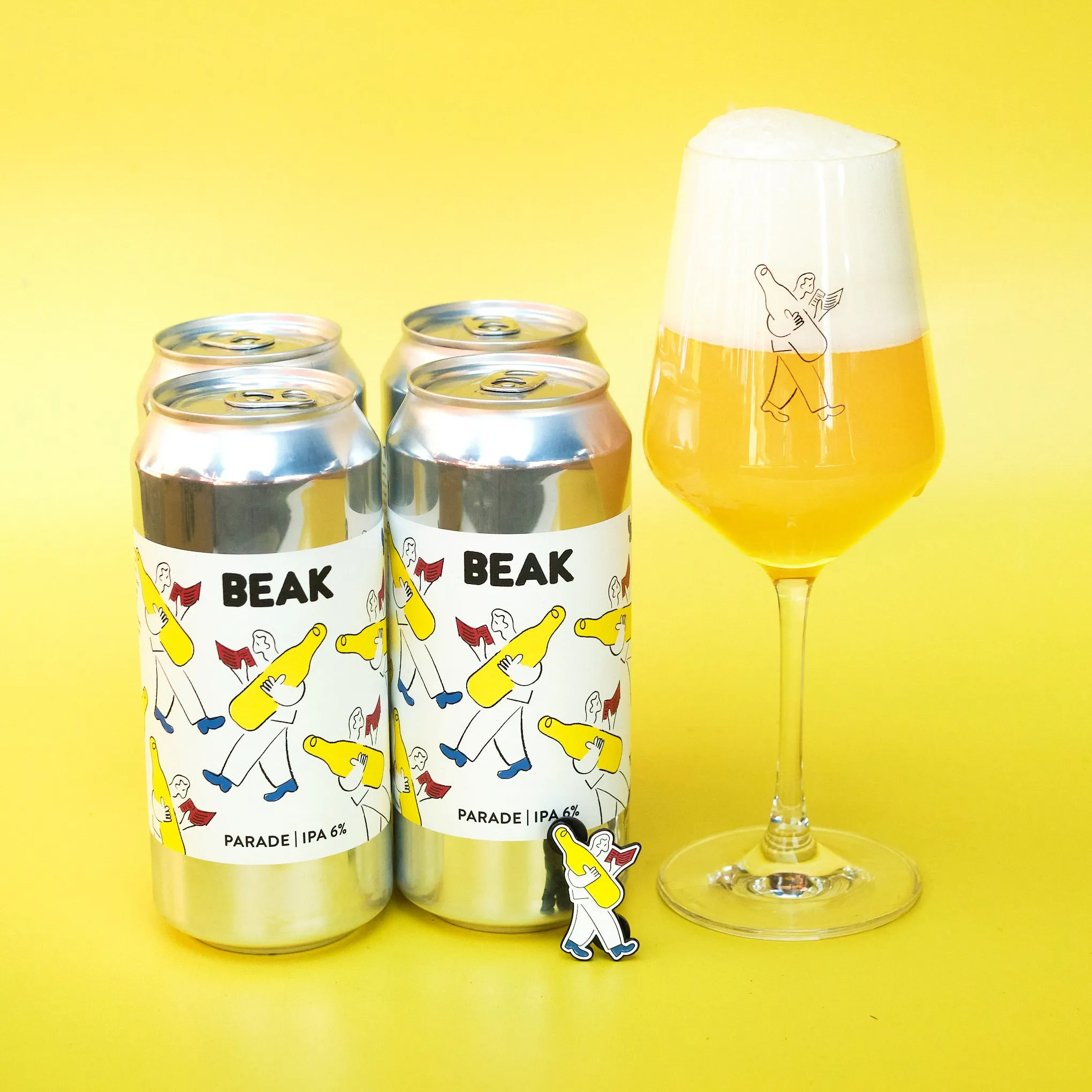 BEAK -  Parade Gift Pack: 4 pack of Parade IPA, Beak Man Pin Badge + Stemmed Glass - 10% Off