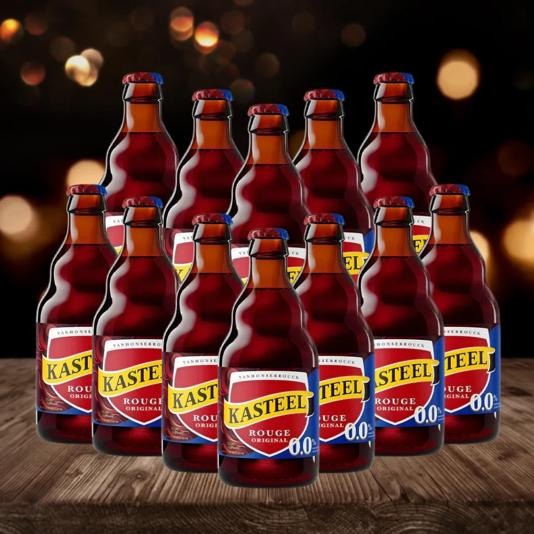 Alcohol Free Kasteel Rouge Belgian Cherry Fruit Beer 330ml Bottles – 0.0% ABV (12 Pack)